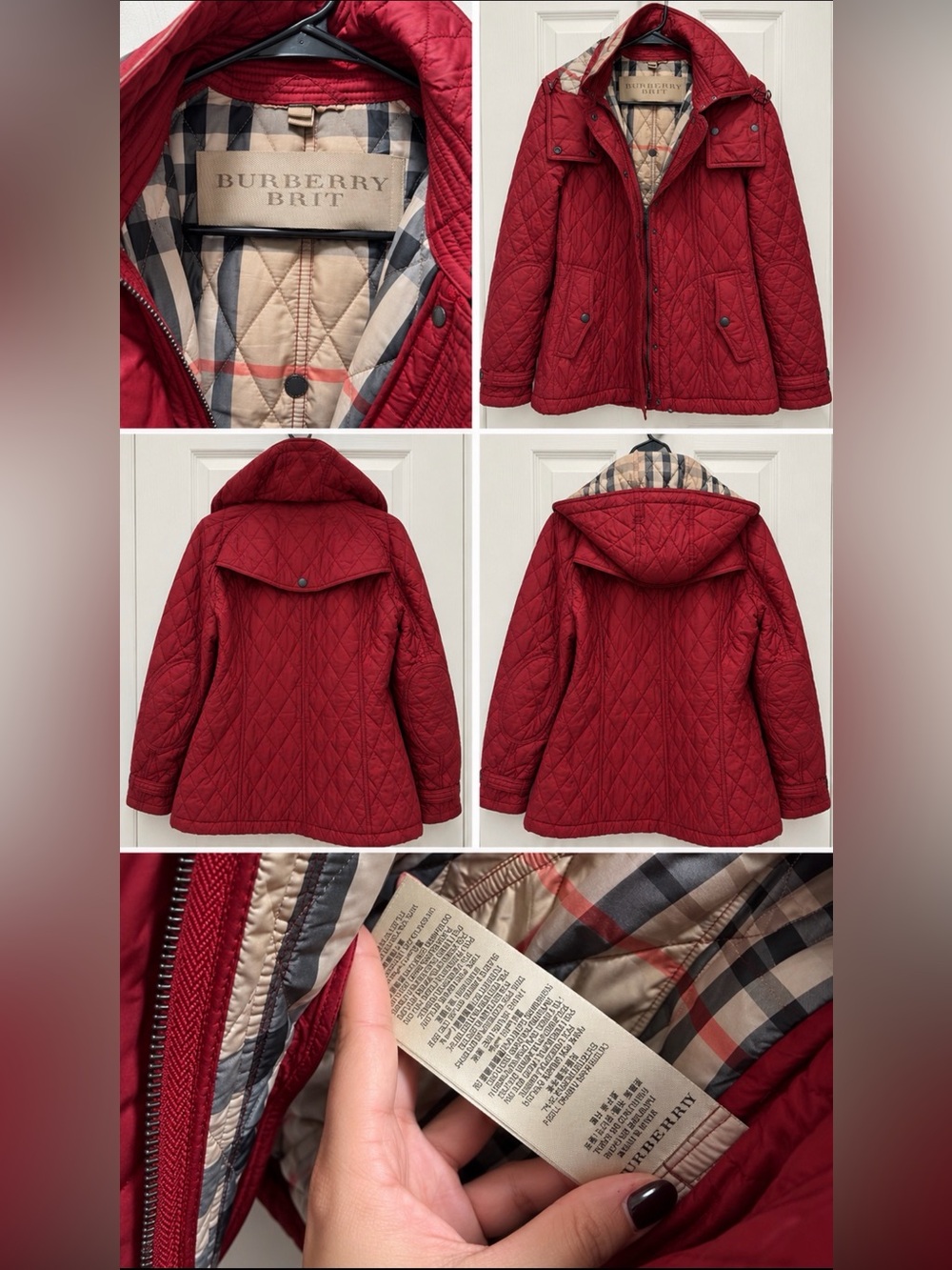 Burberry Quilted Red Hooded Kids Puffer Jacket